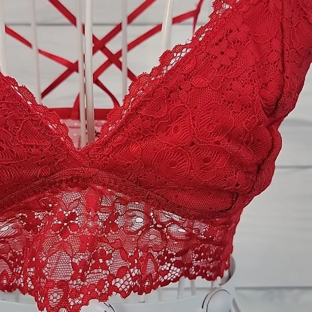 Flirtitude bralette candy apple red strappy backline Women's Size S